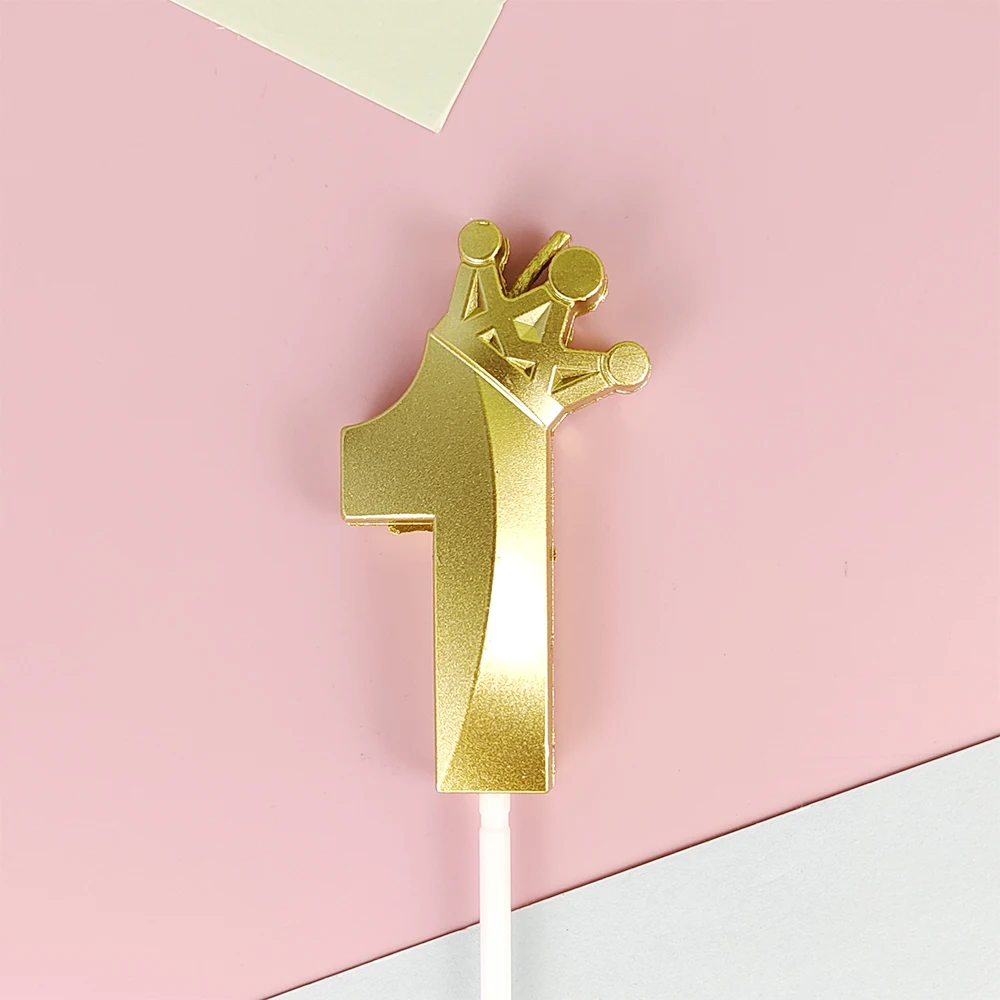 Golden Crown Number Candle for Birthday Celebrations