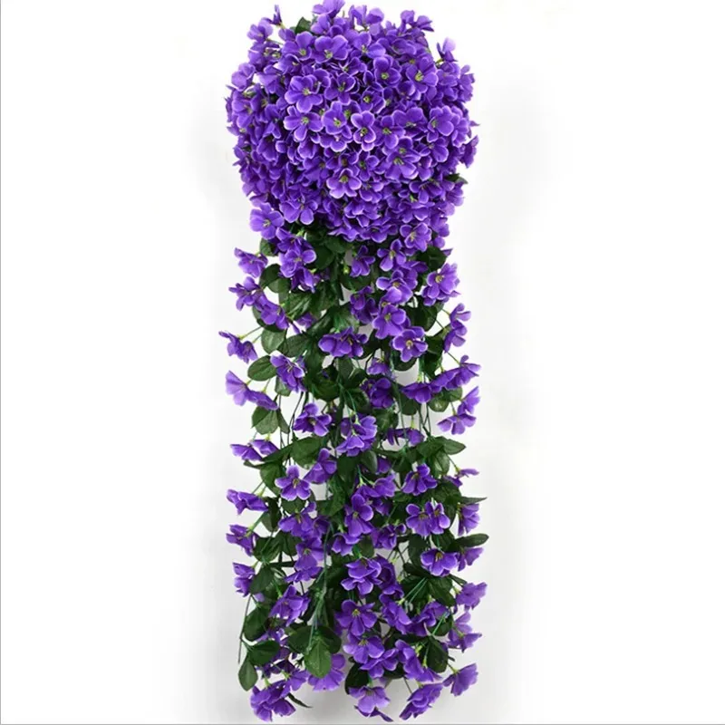 100CM Violet Artificial Flower Party Decoration Simulation Valentine S Day Wedding Wall Hanging Basket Flower Orchid Fake