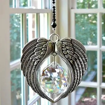 Pingente captador de sol Suncatcher asas de anjo com cristal