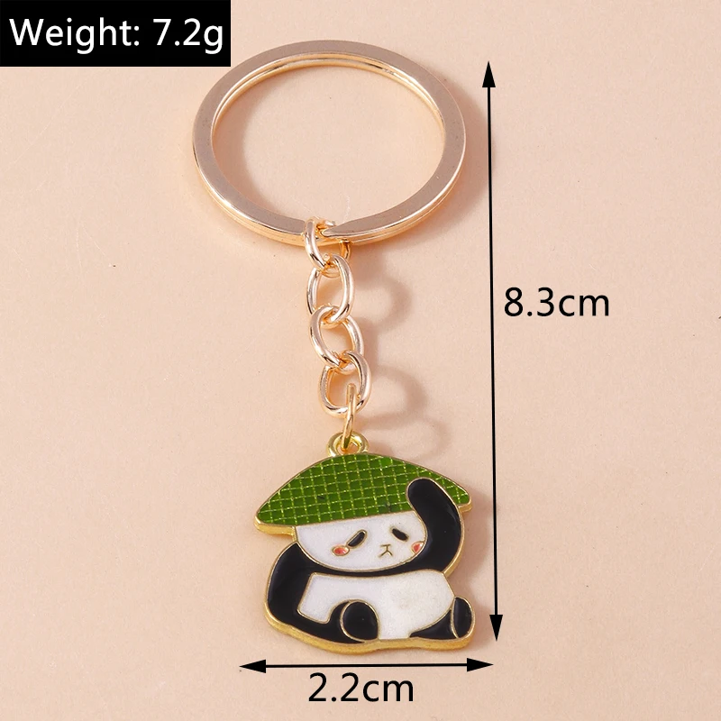 Cartoon-Tier Schlüsselanhänger Emaille Panda Anhänger Schlüsselringe für Frauen Männer Auto Schlüssel Handtasche Geldbörse Hängende Schlüsselketten DIY Zubehör – Detail 1