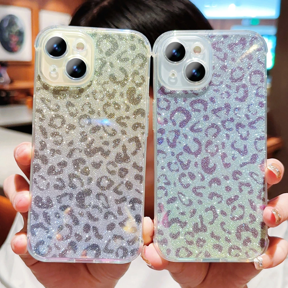 „Lase Leopad“ apsauginis telefono dėklas, skirtas „iPhone 15“, 14, 13, 12, 11, „Po Max Mini XR XS X 7 8 Plus“ ir atsparus smūgiams, minkštas TPU dėklas._voghion.com