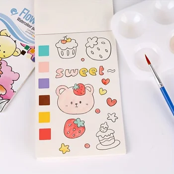 Libro di pittura ad acquerello con 1 libro 1 penna Polvere d'acqua Graffiti Disegno Pittura autonoma Immagine Carta da colorare