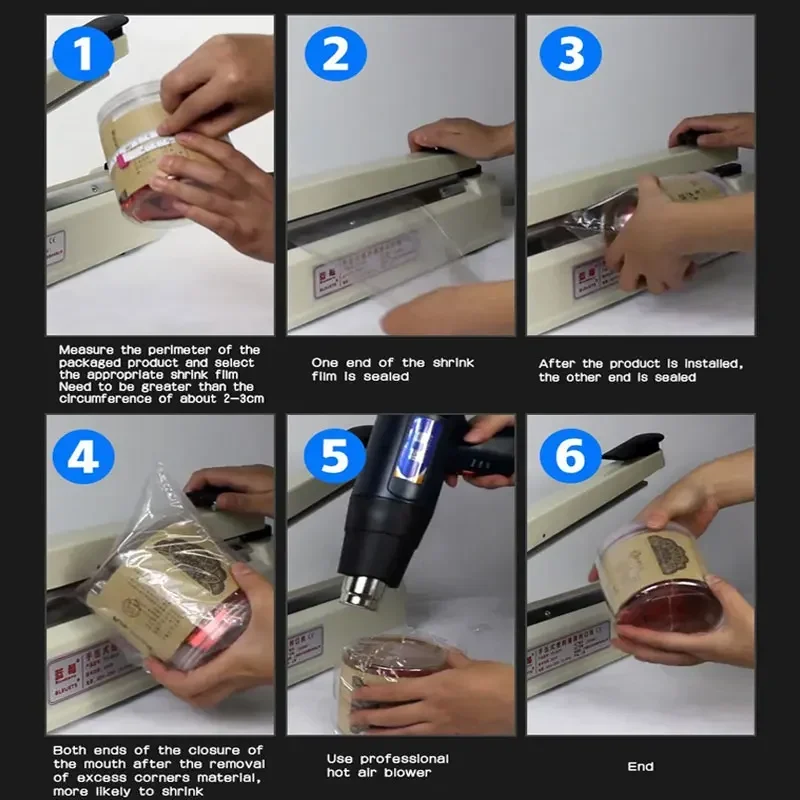 POF Heat Shrink Film Folded Membrane Transparent Thickening Roll Plastic Food Grade Plastic Sealing Tea Gift Packaging Films pvc heat shrink bands