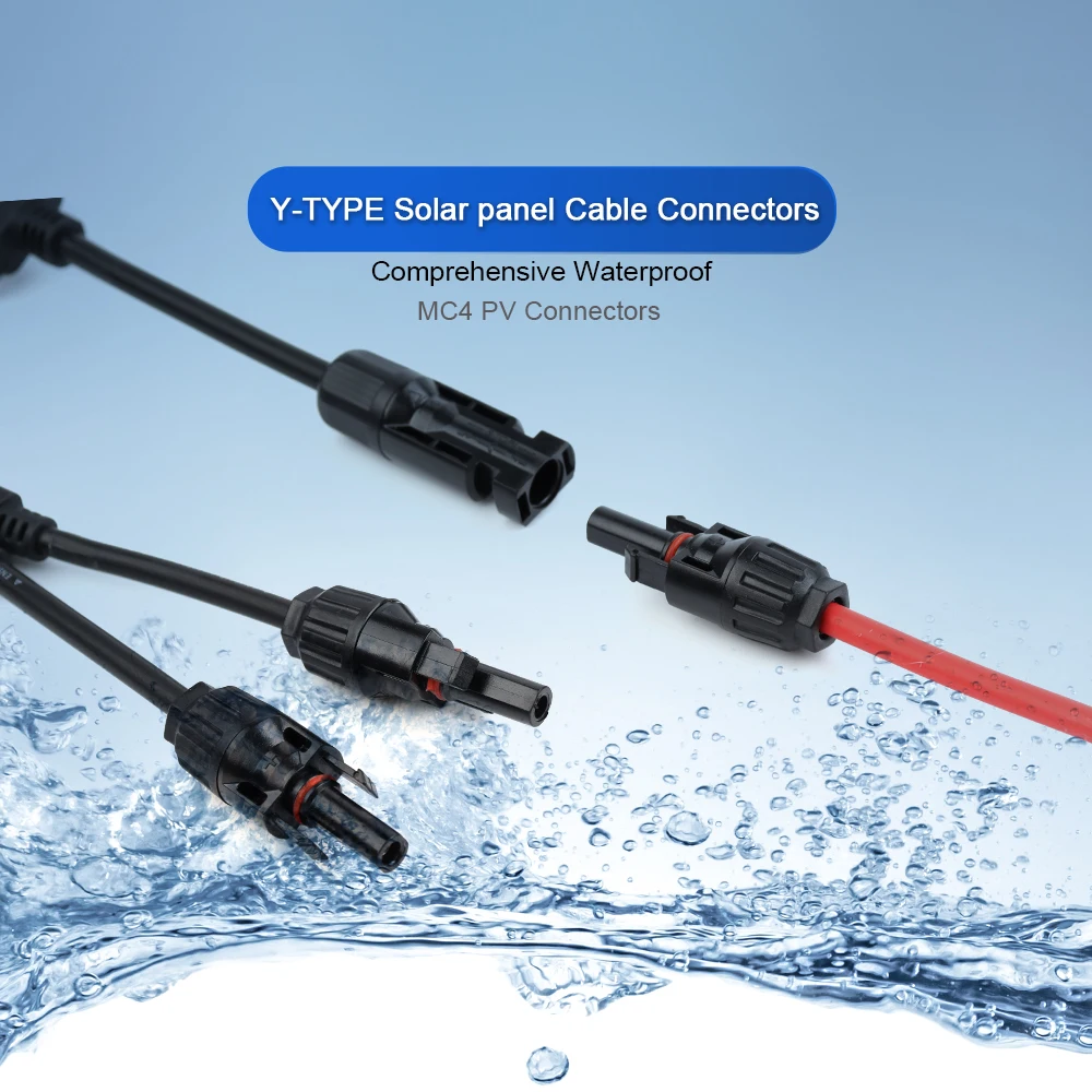 Advanced 30A Y-Branch Solar Connector Cable Set – Black & Red Solar Panel Parallel Adapter Pair
