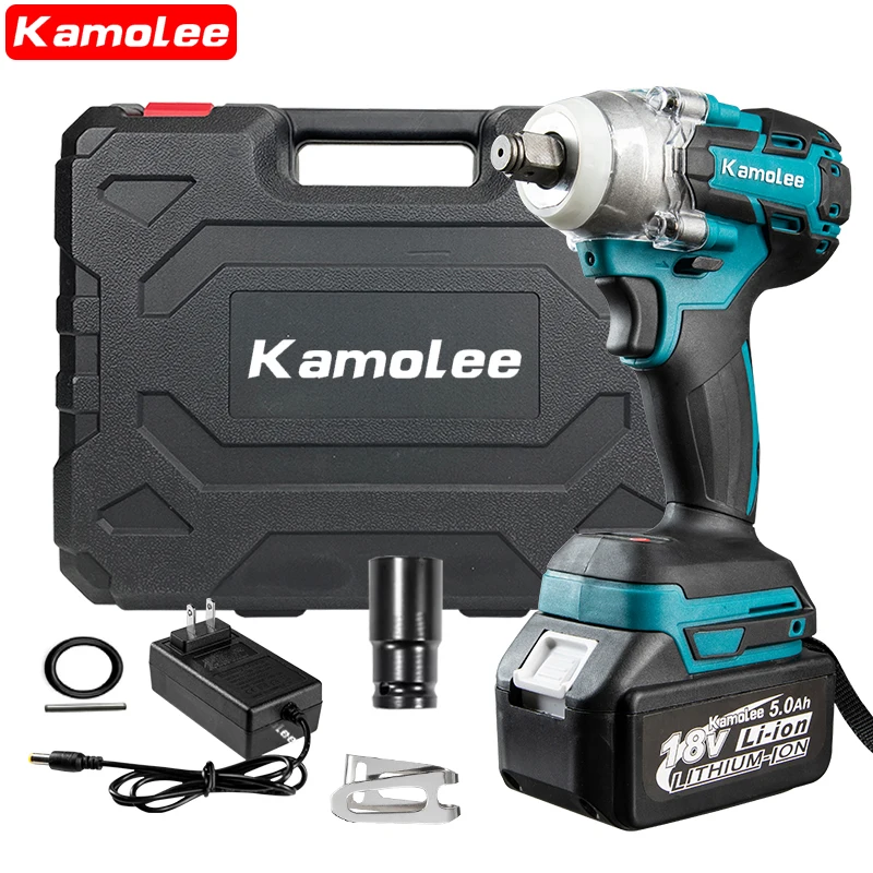 Kamolee Tool 520Nm High Torque Brushless 1/2 Inch Impact Wrench DTW285 (1 Batteries + Tool Box)