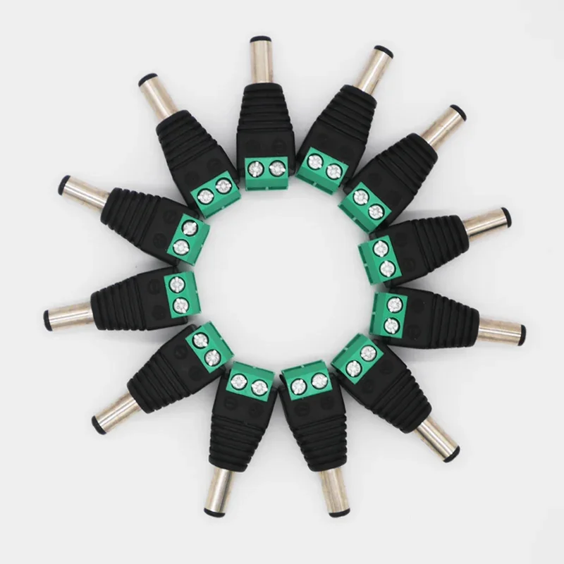Male DC connector 2.1*5.5mm Power Jack Adapter Plug Cable easy Connector for CCTV Camera/3528/5050 led strip light 100pcs dc connectors,power adapter plug,power jack connector,wire connector terminals,wire connector,electrical connectors,connector adapter,connector with cable,electrical connector,cable connector,dc power adapter