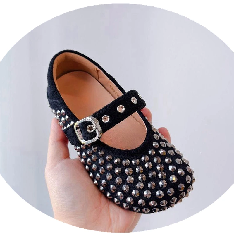 Claladoudou Girls Shoes Autumn Kids Fashion Bling Rhinestones Mary Jane Toddler Silver Dress Dance Ballet Princess Show Flats 2