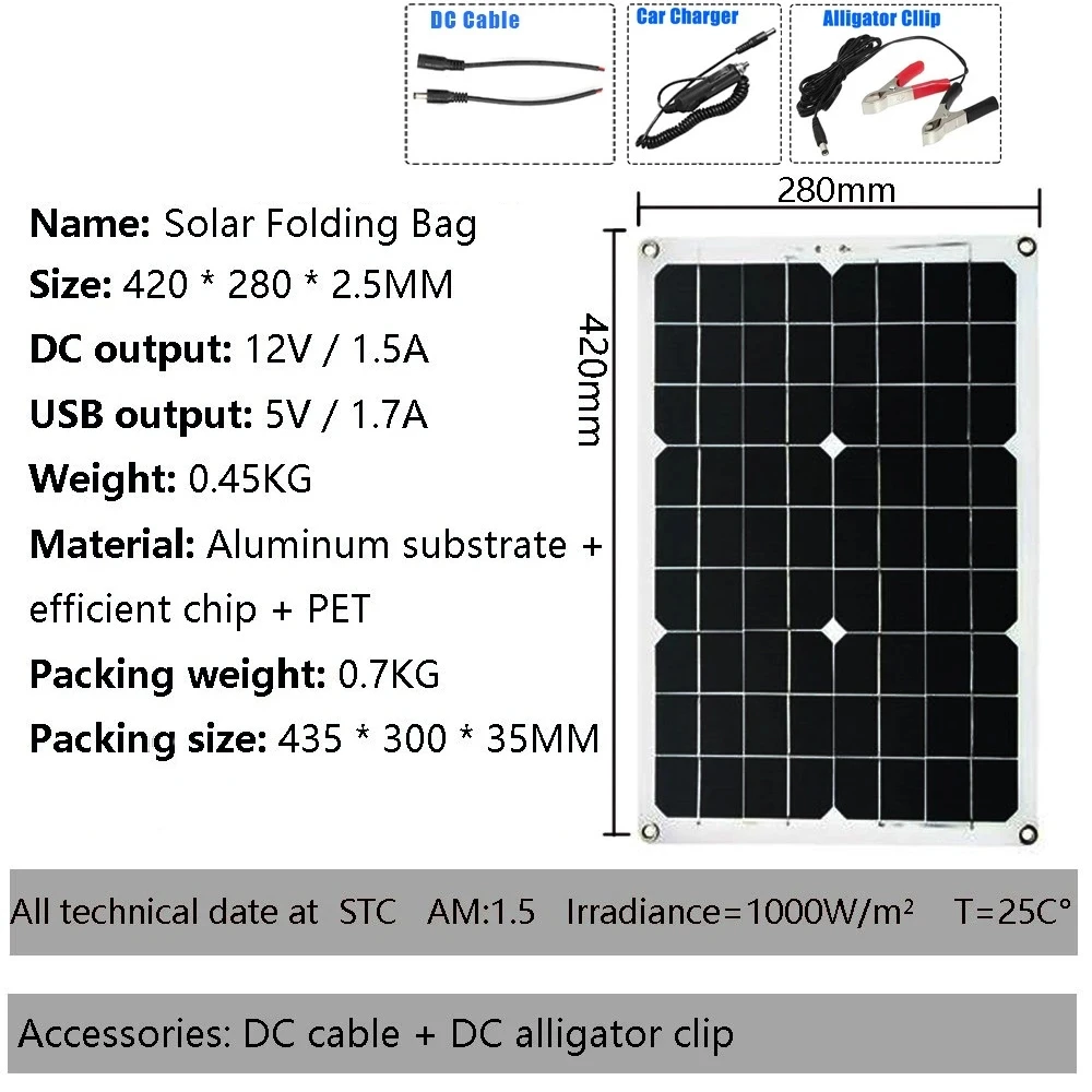 Description Picture 5 of item300W 18V car battery solar panel System kit solar charger portable flexible solar panel controller 2USB output Smart Camping