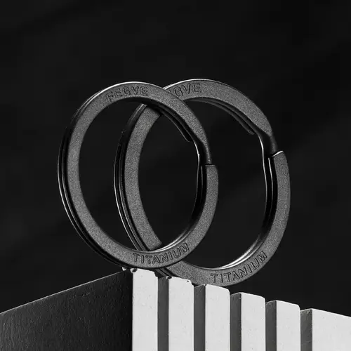 Black Titanium Keyring Car Men Flat Key Chain Rings Holder Lightweight EDC ARC Keychain Buckle for Accessories Gadgets Wholesale - Image 2