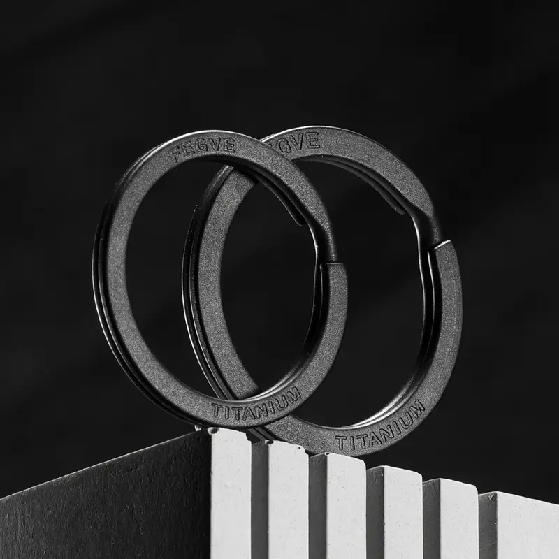 Black Titanium Keyring Car Men Flat Key Chain Rings Holder Lightweight EDC ARC Keychain Buckle for Accessories Gadgets Wholesale - Image 2