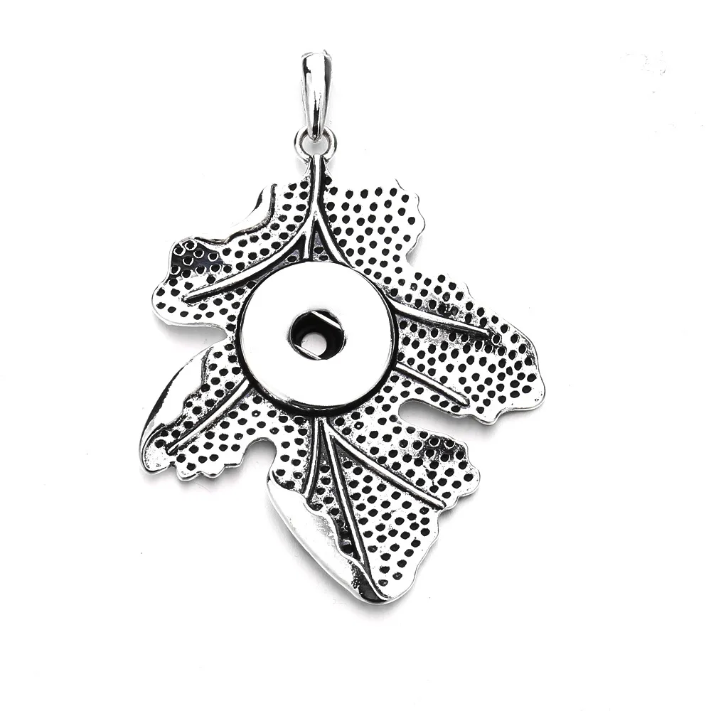 10pcs Vintage Metal 18mm Snap Button Necklace Maple Leaf  Snap Buttons Jewelry Pendant Necklaces