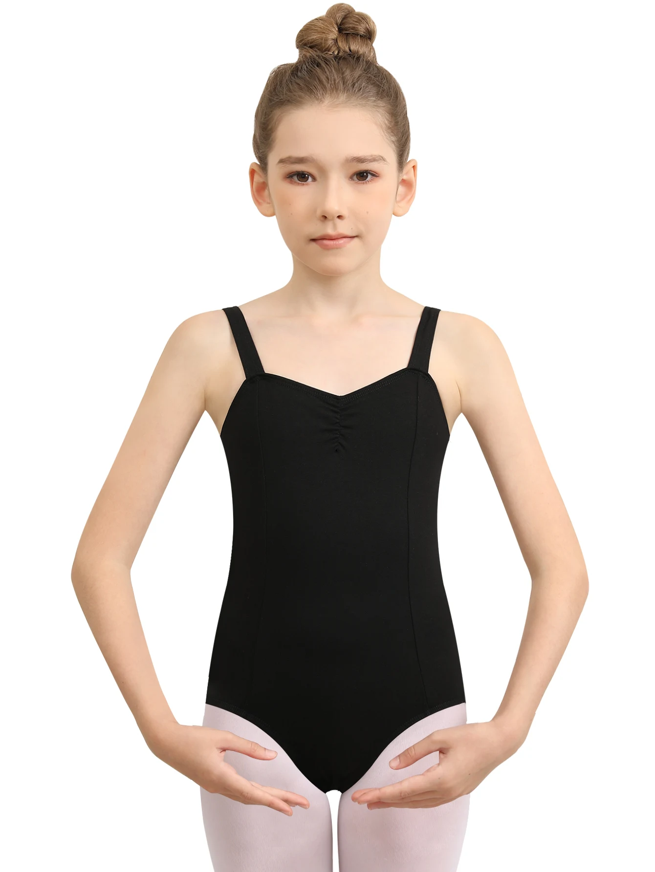 Girls Ballet Dance Leotard Toddler Classic Sleeveless Tank Solid straps Dancewear with Full Front Lining