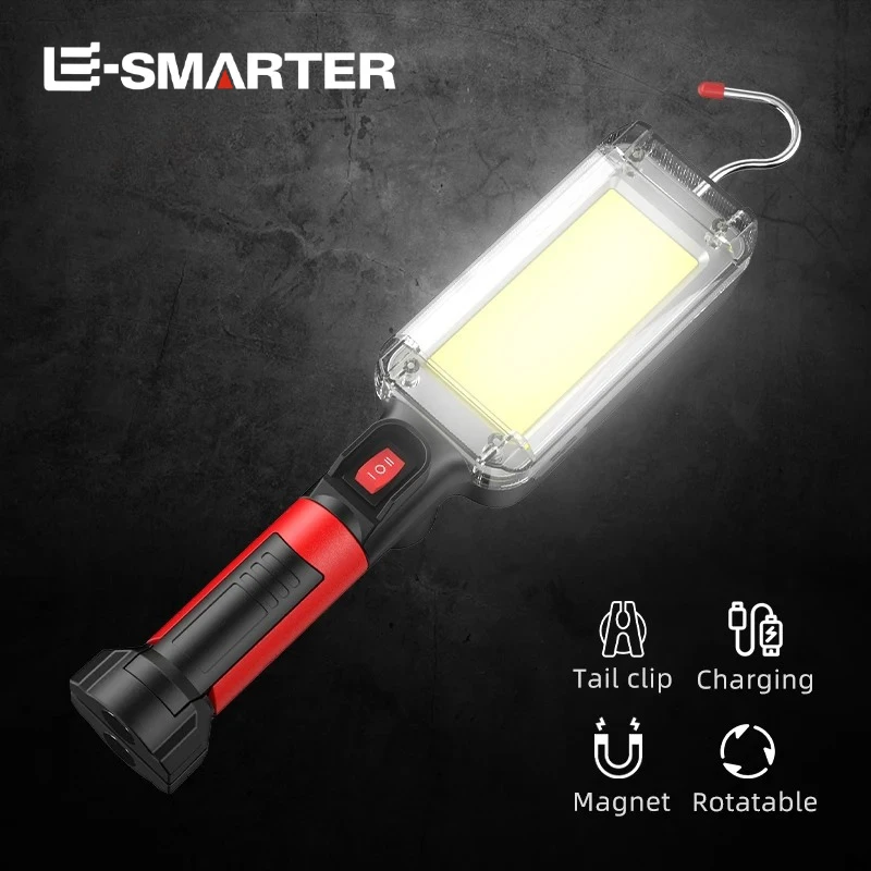 COB 투광등 충전식 램프 LED 작업등 2*18650 배터리 사용 LED 휴대용 자석 라이트 후크 클립 방수
