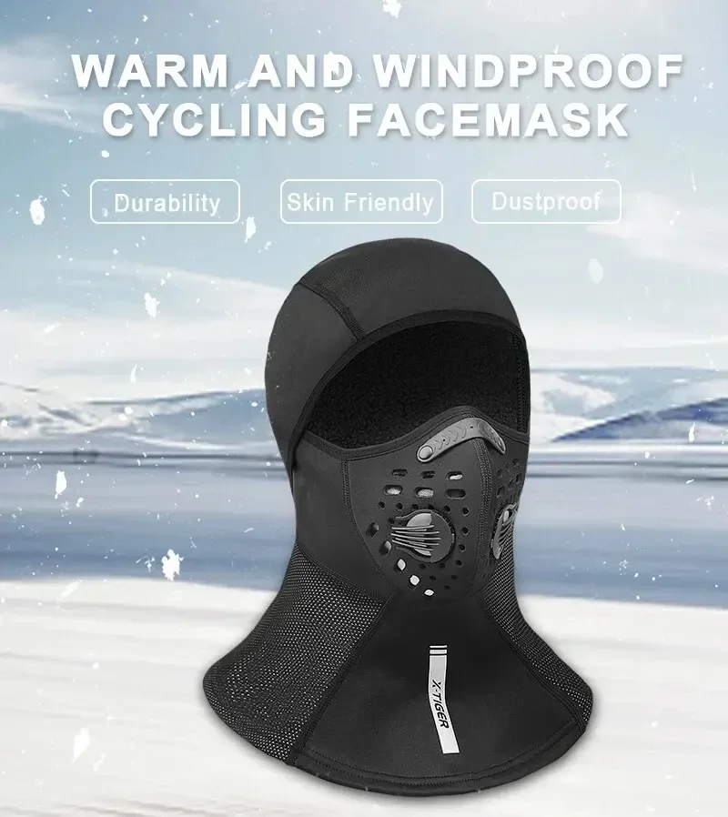 X-TIGER Winter Cycling Mask Ski Mask Dust-proof Filter Windproof Full Face Mask Balaclava Cycling Cap Ski Skate Hat