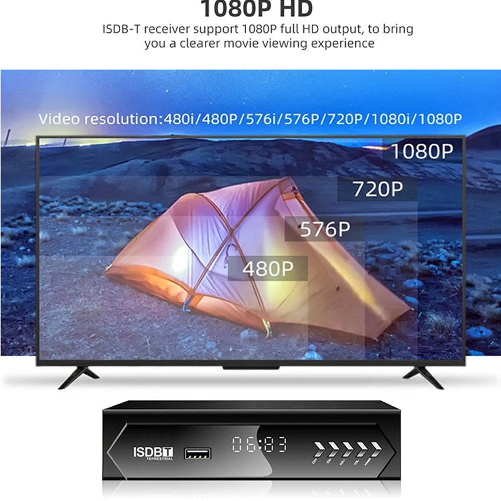 ISDB-T Digital TV Decoder 1080P HD Terrestrial Digital Video Broadcasting TV Receiver with HDMI RCA Interface Cable for Chile digital tv decoder