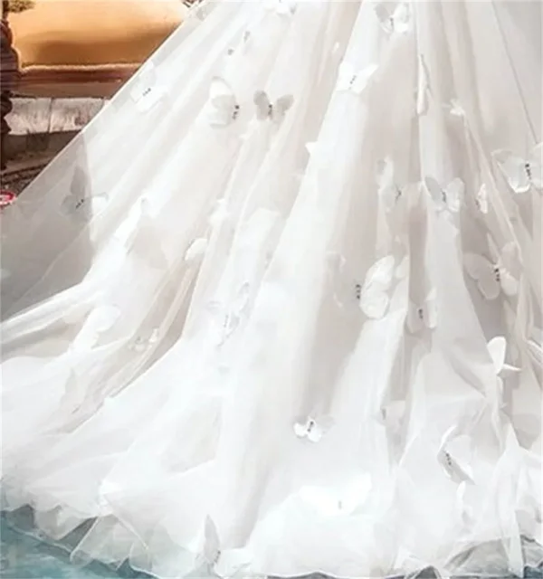 Elegant White Flower Girl Dresses For Wedding Tulle Butterfly 3d Applique Kids Birthday Party Pageant Dress First Communion Gown 5