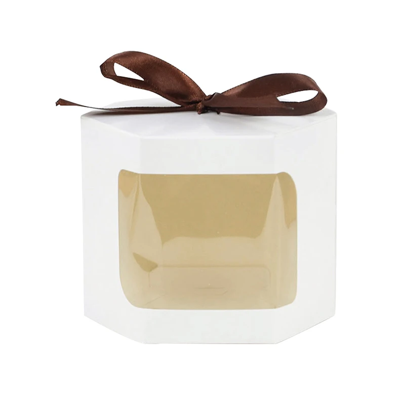 5/10Pcs Kraft Paper Candy Gift Box with Window Ropes Cake Chocolate Packaging Boxes Wedding Favors Birthday Party Decor Supplies