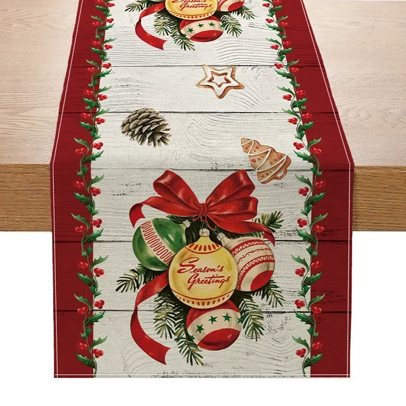 Christmas Elegant Linen Tablecloths Cloth Snowman Snowflake Bell Pattern Design for Garden Picnic Mat Desk Protecter
