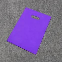 Reusable Plastic Shopping Bags with Customizable Logo and Colored Handles - Perfect for Trade Shows & Boutiques (Pack of 25/50) (Purple)