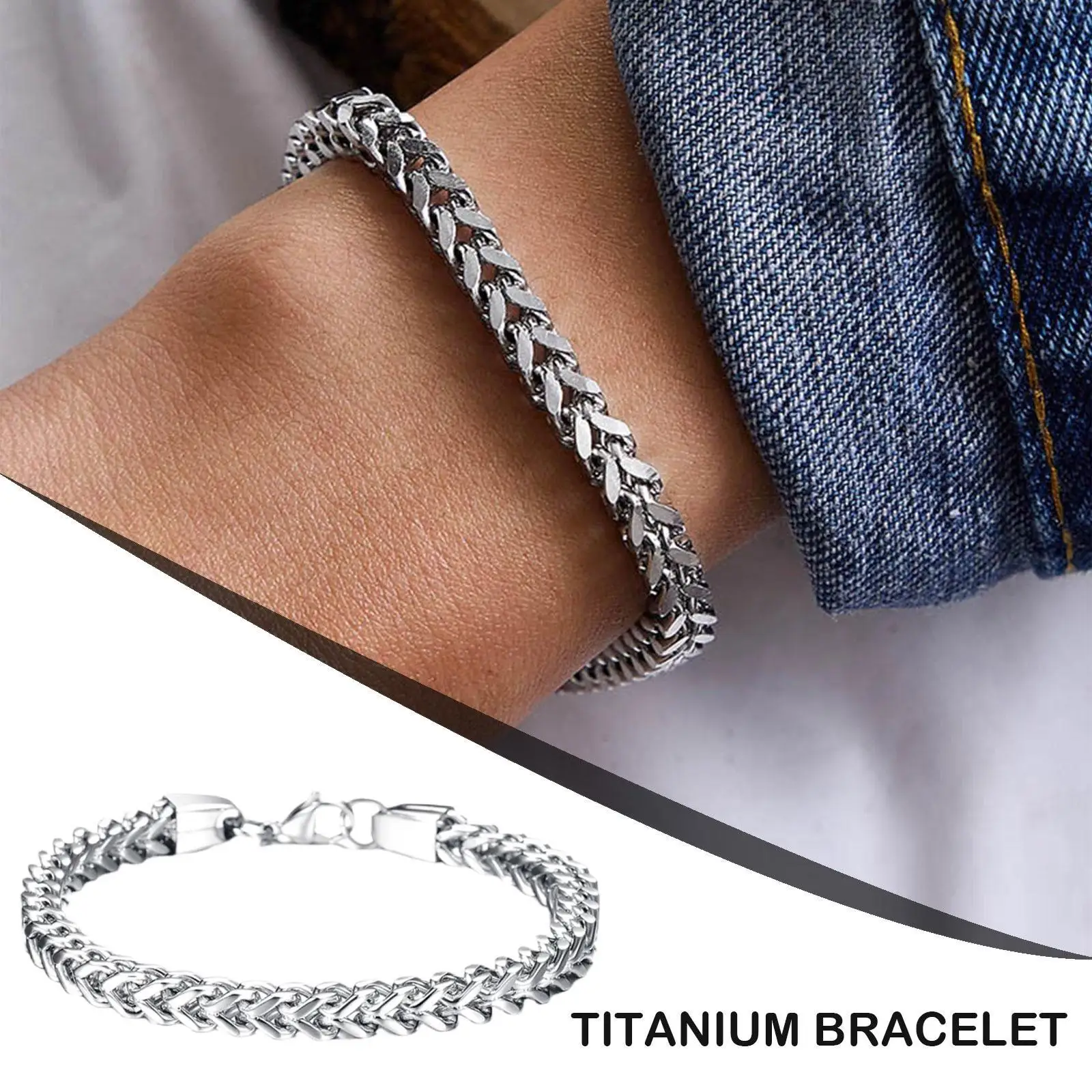 High Quality Titanium Steel Braided Bracelet Texture Twisted Eternity Bangle Men Bracelet Men Hip Hop Party Rock Jewelry