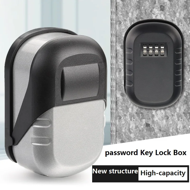 

Password Key Lock Box with 4 Settable Digit Combination Wall Mounted Made of Weather Resistant Steel for Indoors or Outdoors