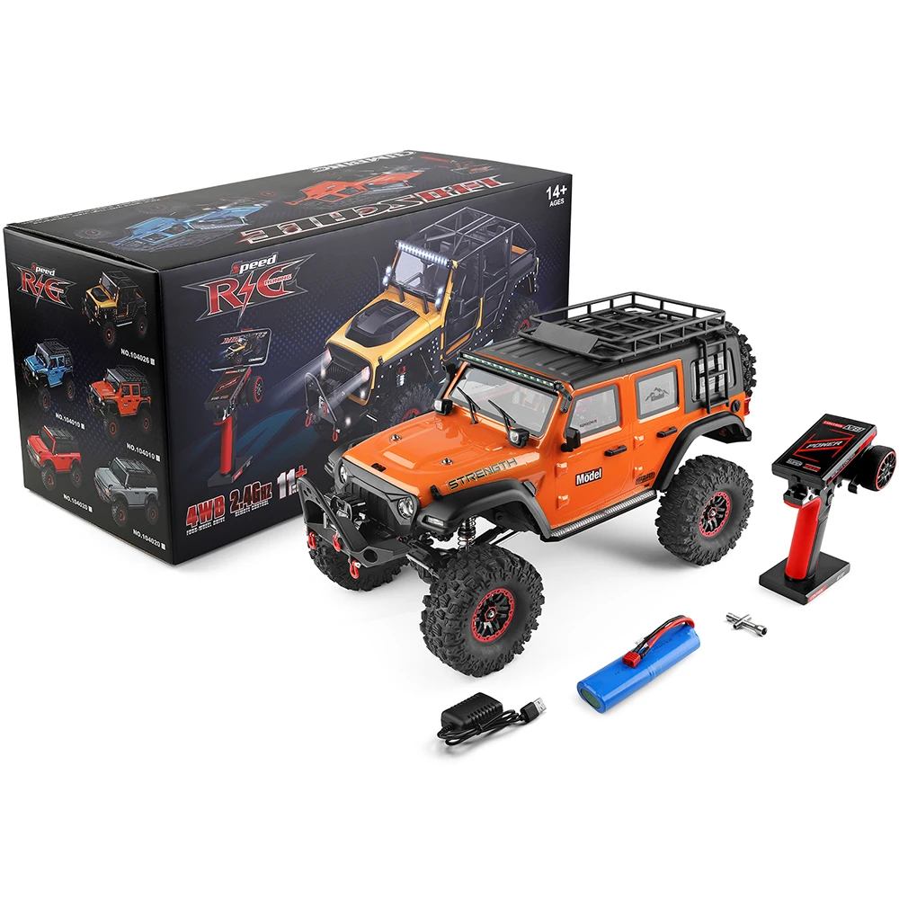 WLtoys 104010 1:10 RC Voiture Escalade 4WD 2.4G 3CH Orange/Bleu