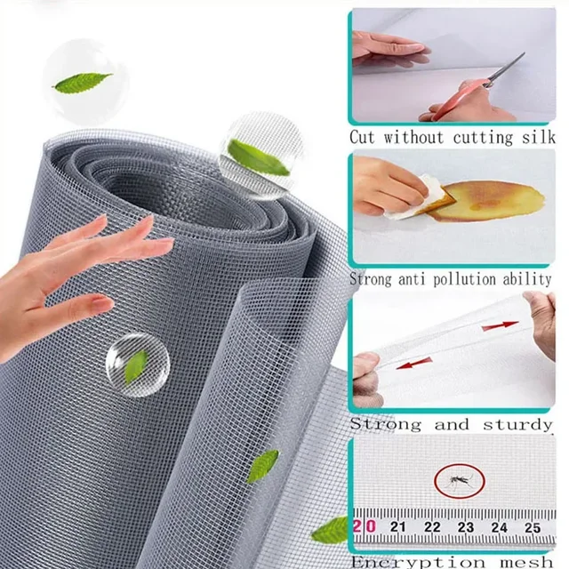 Black mosquito net mesh, non perforated self-adhesive window screen, suitable for home window screen mesh, door curtain mesh 2