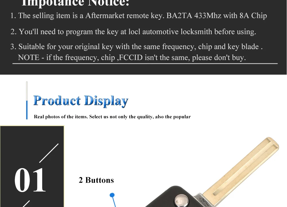 Keyforkess-FCCID BA2TA 2 pulsanti telecomando Flip chiave 433MHz H-8A Chip FOB per Toyota Hilux 2015 2016 2017 2018 2019 2020 - Sbb83b1c5555e49e28e0771499e2d8da92