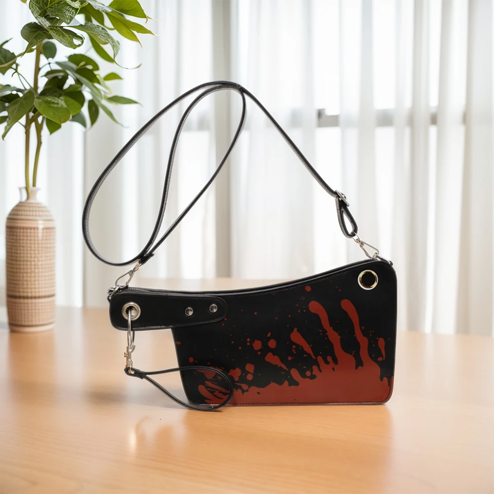 Women Horror Crossbody Bag PU Leather Bloody Satchel Bag