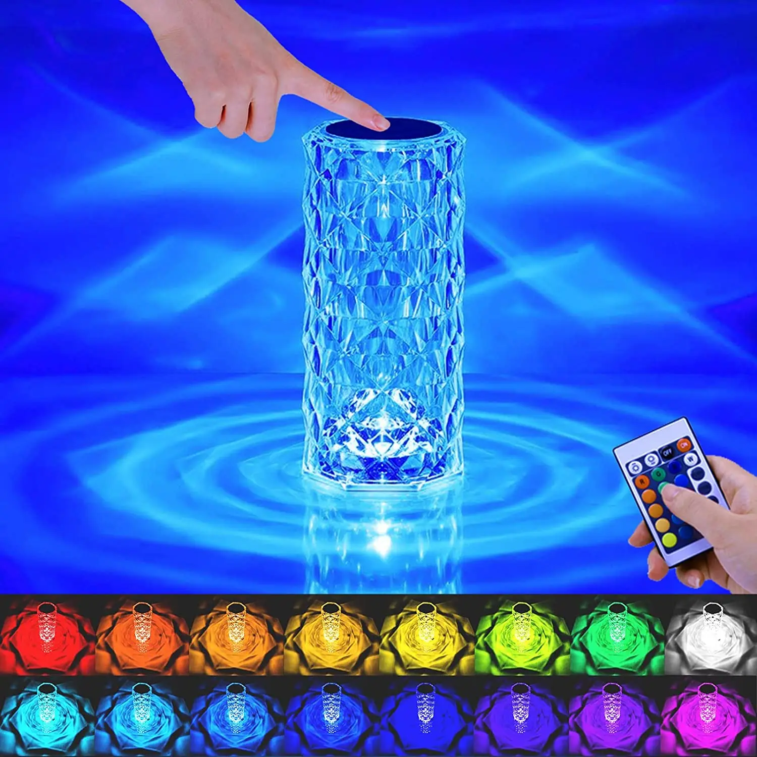 настольная лампа Touch Sensing Crystal Table Lamp Touch Remote Diamond Lamps Room Atmosphere светильник Desktop Projector Lights