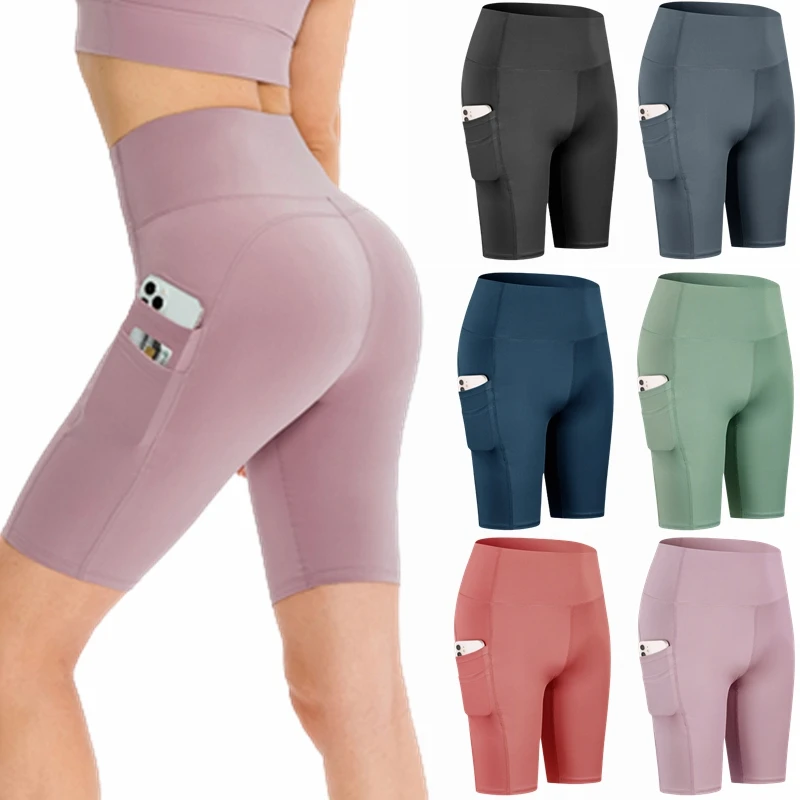

Women Fitness Yoga Sport Short Side Pockets High Waist Hip Lift RunningTights Quick Dry Outdoor Gym Yoga Leggings