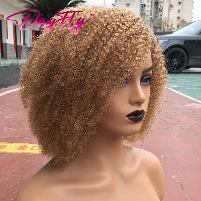 

Short Blond Wig Kinky Curly Bob Wigs For Women Human Hair Pixie Cut Wig Brazilian Wigs With Bangs Short Wigs Full Machine Made