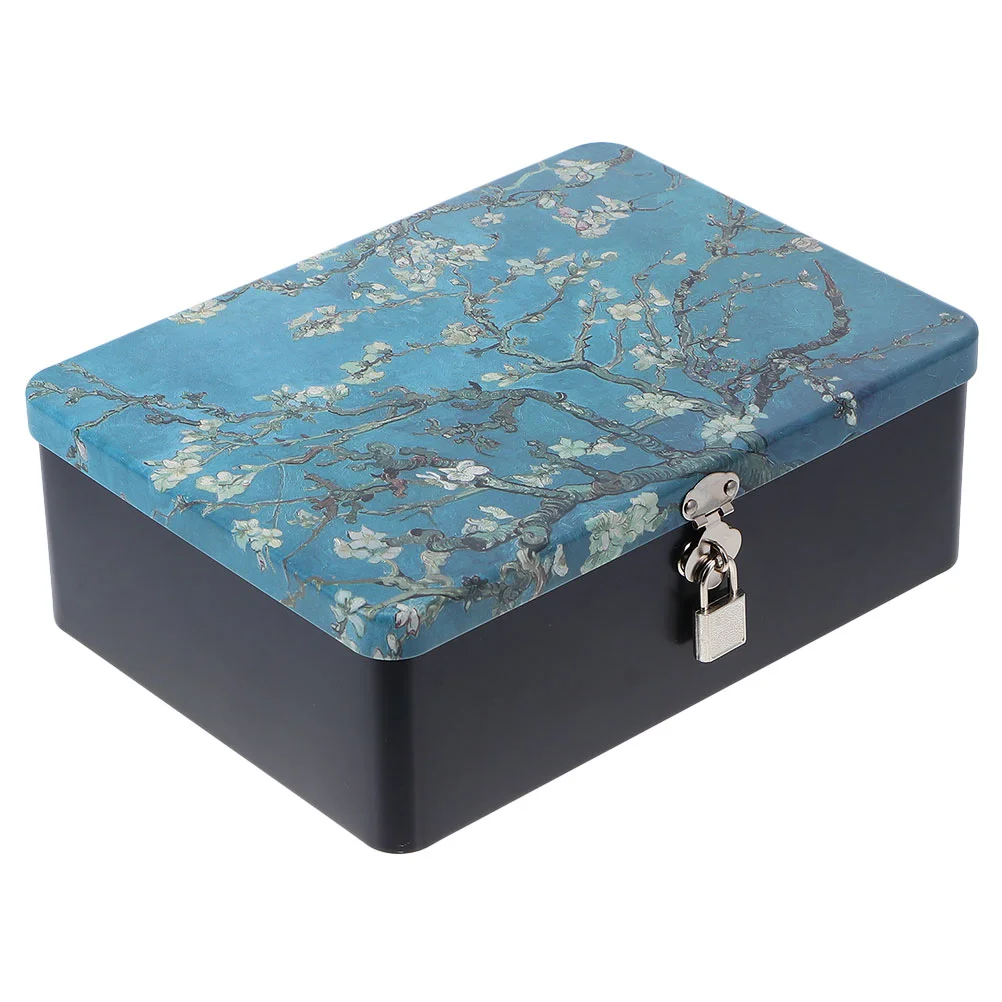 

Retro Tinplate Box Metal Box Multi-purpose Storage Box With Lock Trinket Organizer Jewelry Box