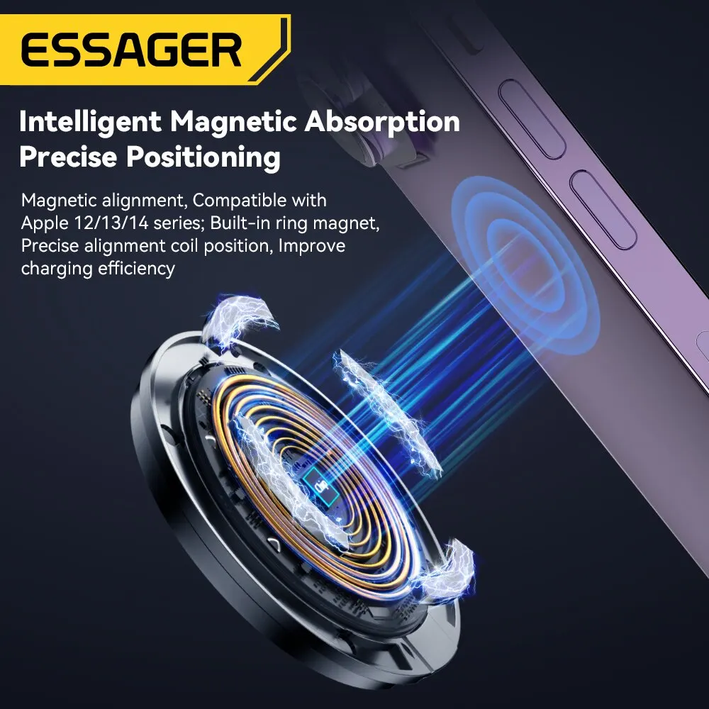 Essager 15w מטען אלחוטי צ 'י מגנטי טעינה מהירה עבור iPhone 14 13 12 pro מהיר pd עבור מתאם pad xiaomi