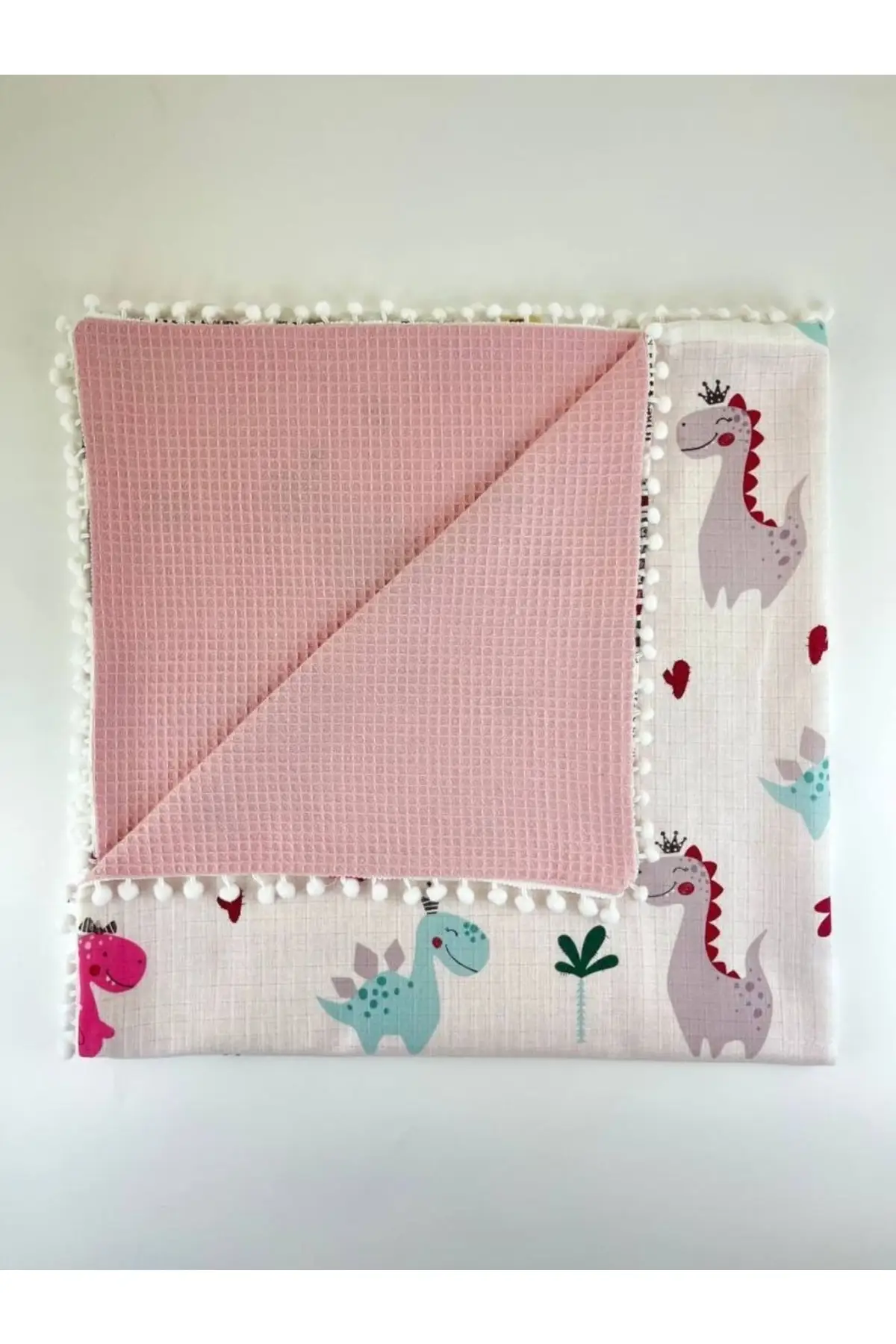 

Double Sided Baby Pike & Blanket White Colorful Bear Pattern Pink Gift Mother & Child