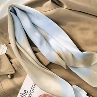 Luxury 2024 Plaid Print Square Silk Scarf for Women Hijab Hair Bands 70cm Neckerchief Female Satin Shawl Ribbon Headband 6