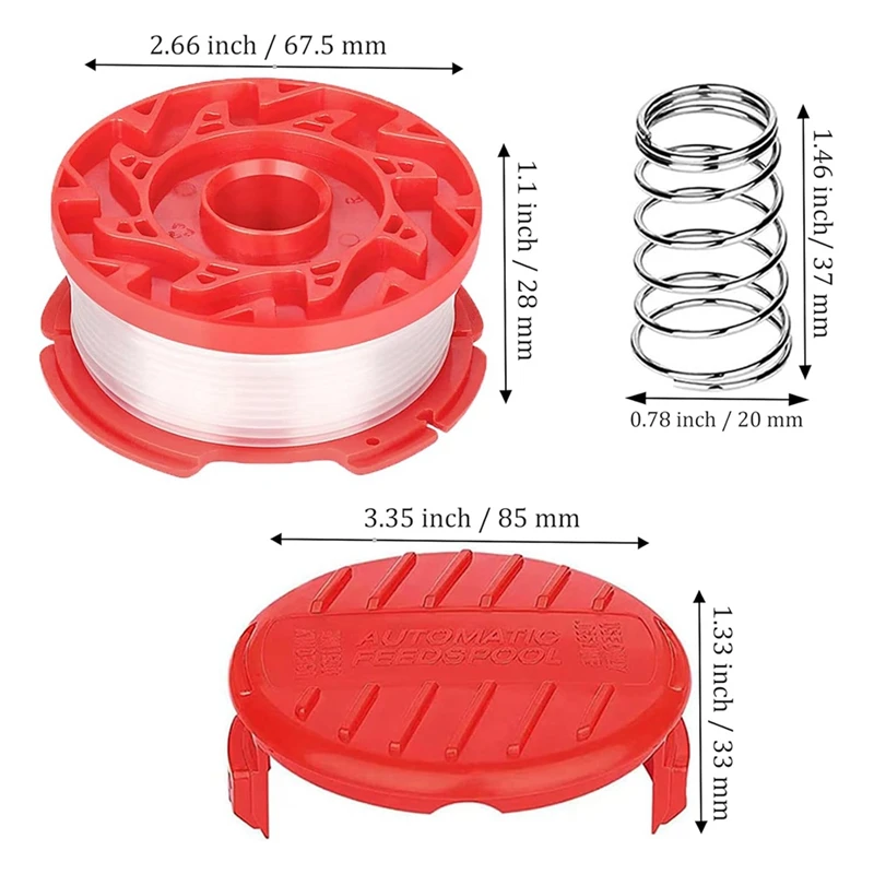 6 Bobine Di Ricambio Per Decespugliatore, Compatibili Con Modelli Craftsman CMZST0653/CMZST065, Filo Rosso E Bianco In Poliammide