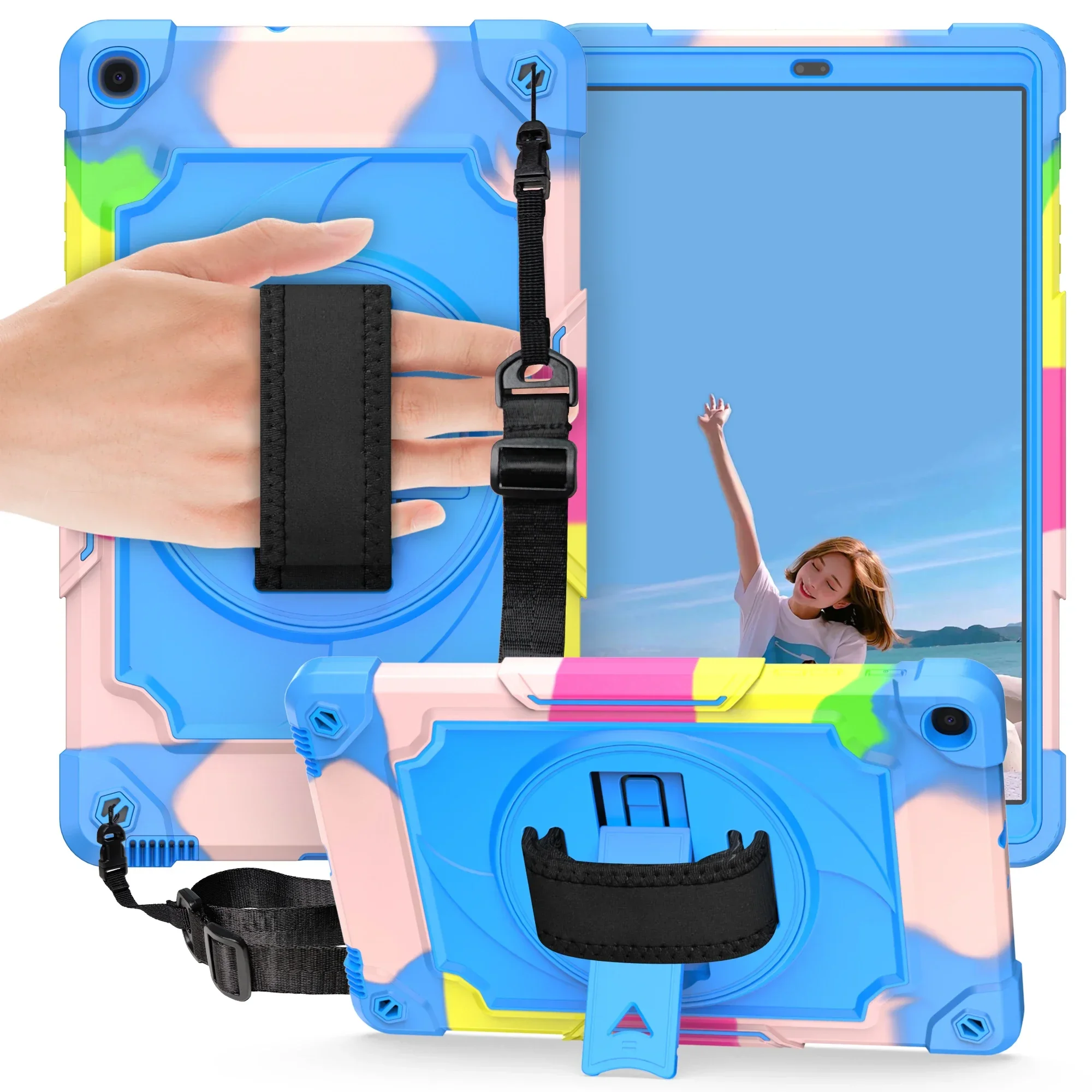 360° Rotating Kickstand Hand Strap Protective Case for Samsung Galaxy Tab A 10.1
