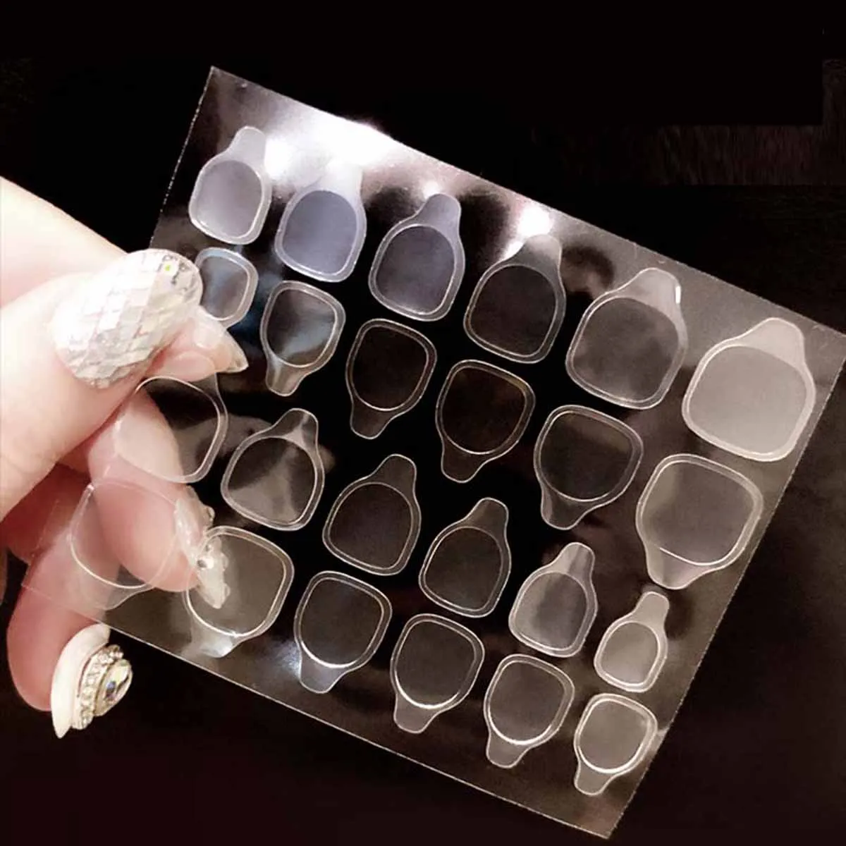 24Pcs Wearable False Nail Jelly Glue Double-Sided Paste Removable High Adhesion Nail Glue DIY Manicure Extension Stick Tools nail glue