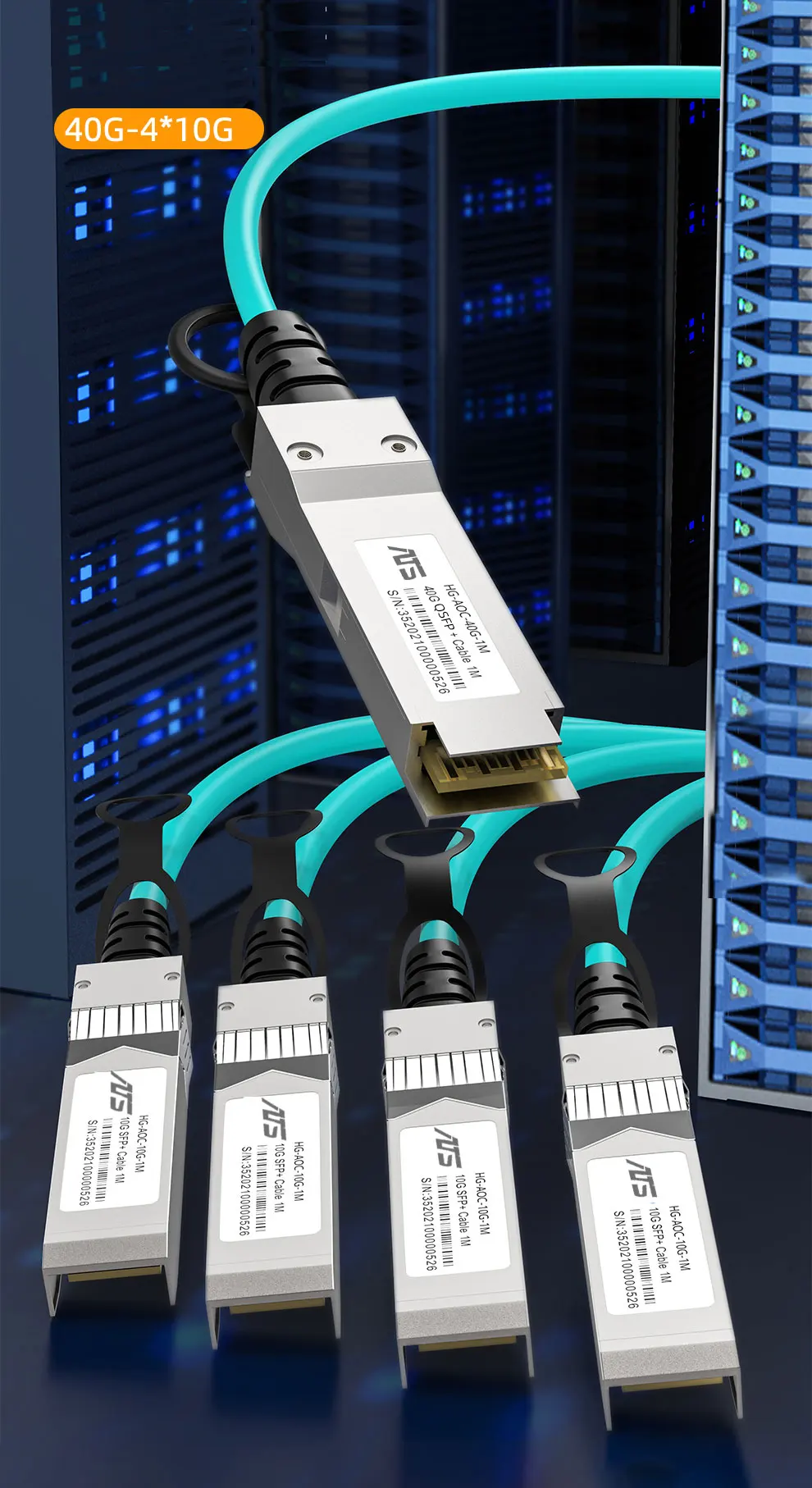 40G QSFP+To 4*10G SFP+ AOC Active Optical Cable OM3 1M 2M 850nm Compatible with