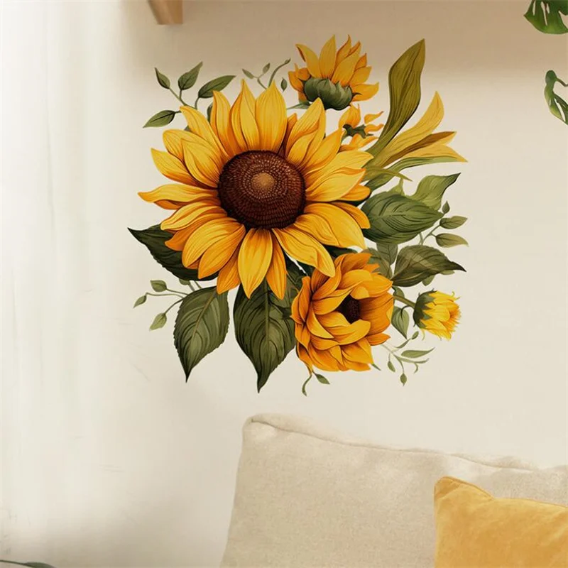 Wall Stickers Wall Sticker Colorful Sunflower Wall Stickers For Children's Bedroom Living Room Entrance Wall Decoration Self Adhesive 29*29CM