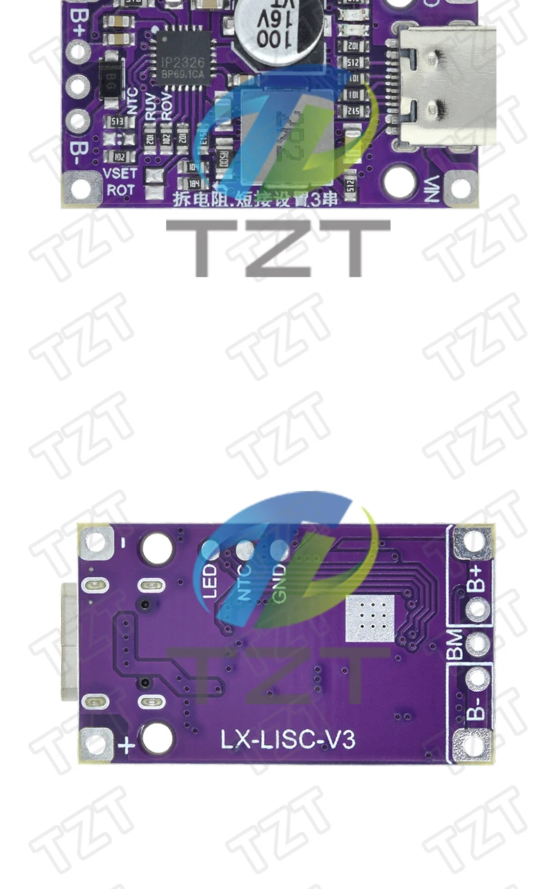 1/3 Stück Typ-C USB 2-3S BMS 15W 3,7V Lithium-Batterie-Lademodul mit Ausgleichsfunktion und QC-Schnellladung mit Anzeige – Detail 9