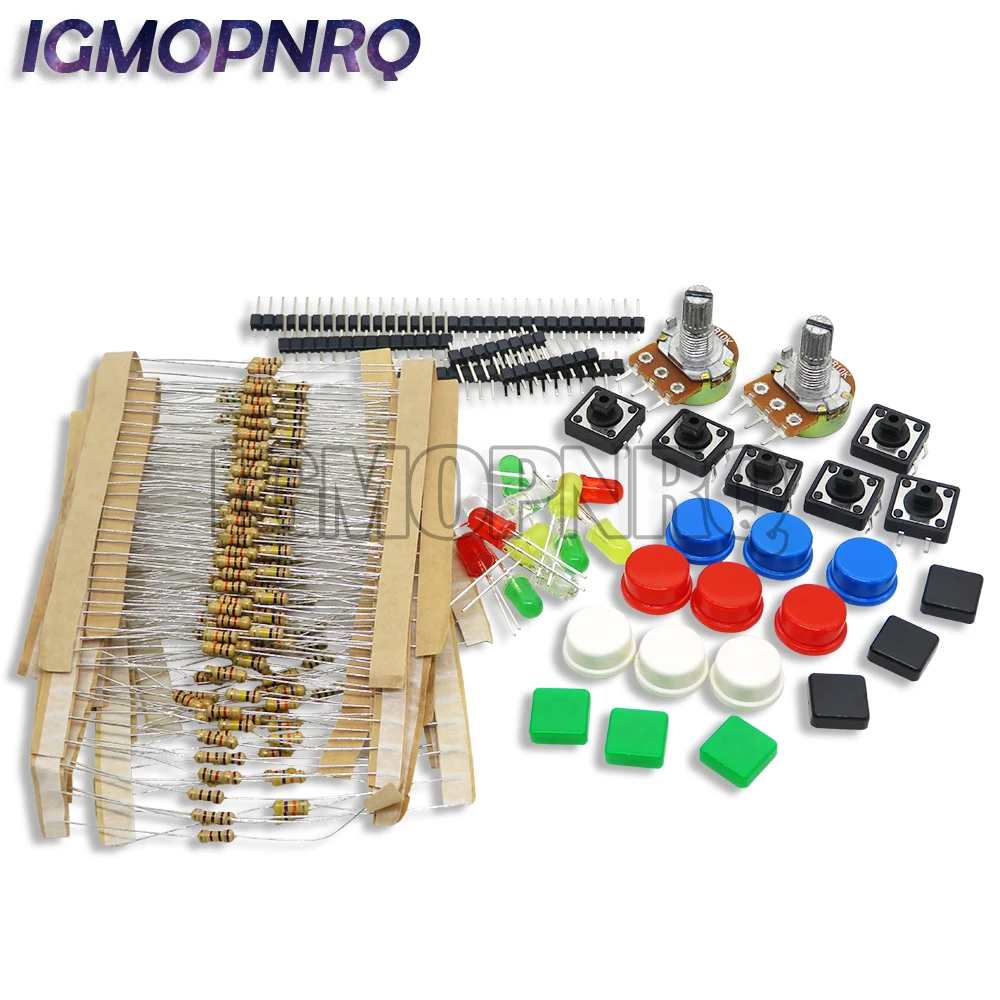 Pacchetto Parti Kit Di Avviamento Fai Da Te Kit Di Componenti A1 Per Arduino Mega Uno Resistore + Botton + Potenziometro Regolabile Nuovo