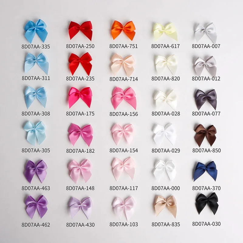 Ribbon Bow Decoration 50 Pcs 2.5*2.5cm Colourful Polyester Satin Ribbon Bow Flower DIY Craft