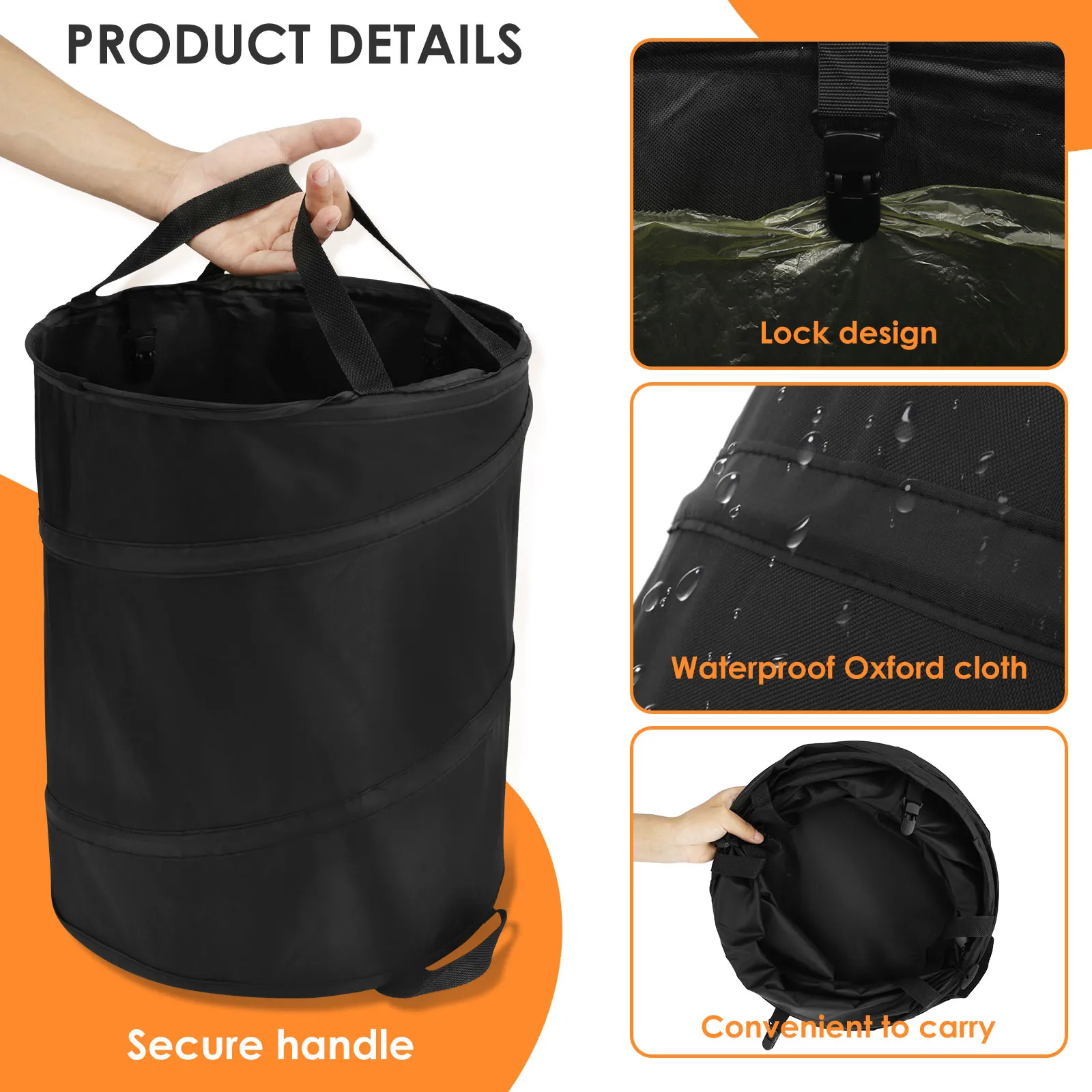 1/2Pcs Garden Waste Bag 37.8L Leaf Waste Bag Large Capacity Collapsible Garden Space Saving Pop Up Trash Can