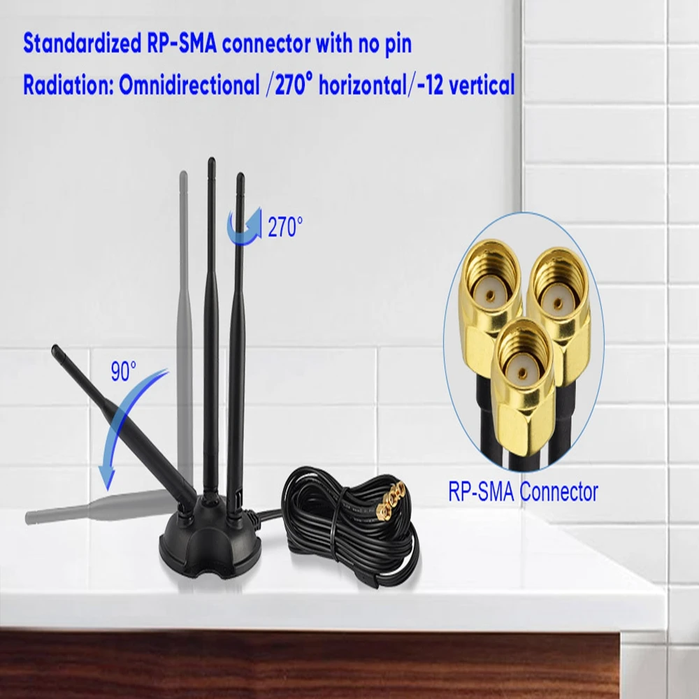

Superbat Dual Band 2.4GHz 5.8GHz Magnetic Base WiFi Antenna RP-SMA for Wireless Router Gateway PCI Express Network Cards Adapter