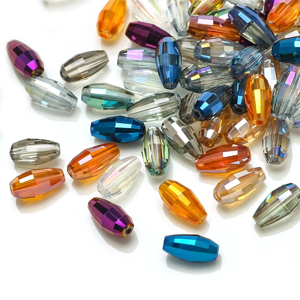 30Pcs 6x10mm 면처리된 유리 크리스탈 타원형 비즈 느슨한 스페이서 공예품 쥬얼리 DIY 만들기 수제 귀걸이 목걸이 액세서리