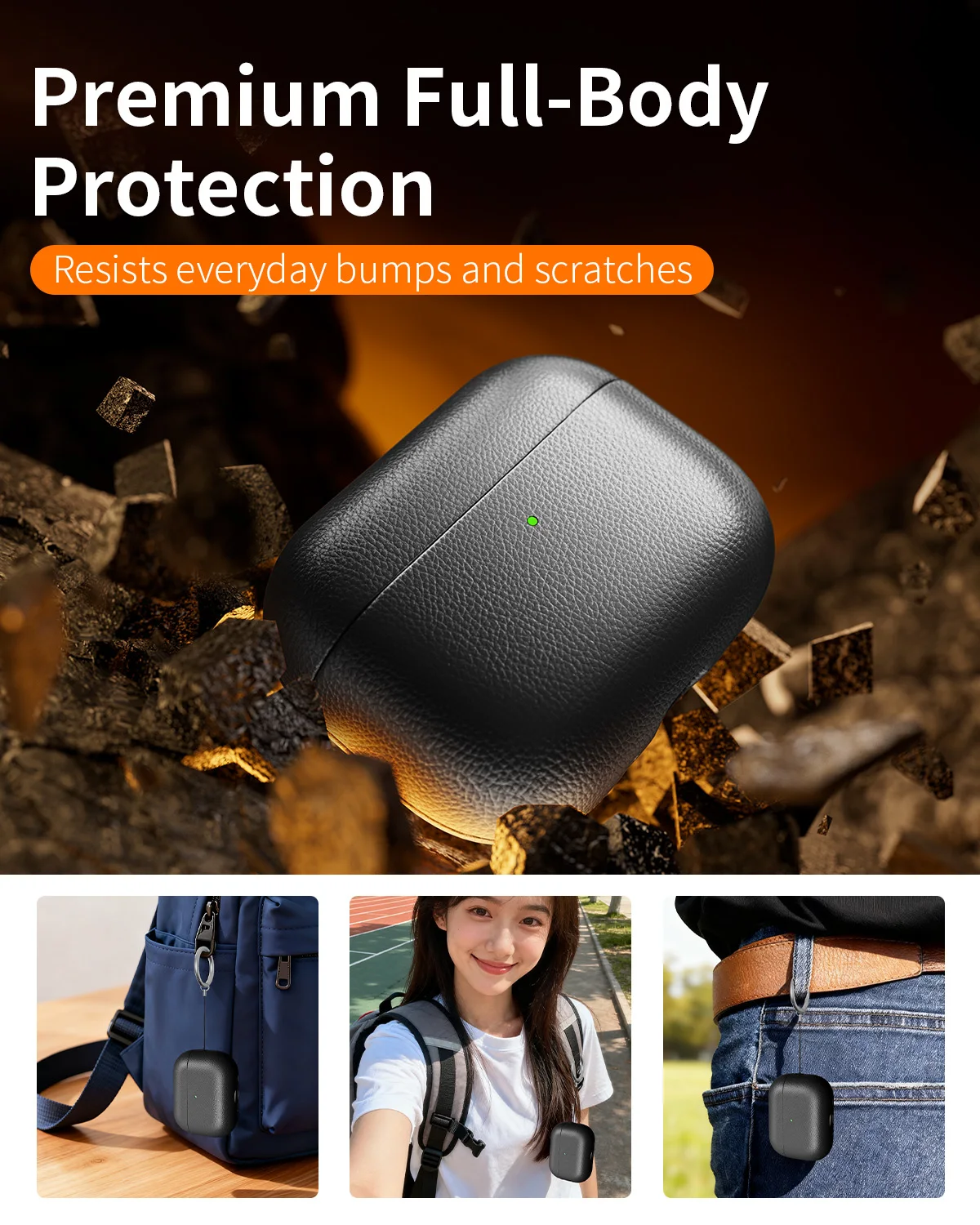 Eary Leather Case for AirPods Pro 3 Case 2025 Compatible Wireless Charging Earphone Cover Powerful Drop Protection With Keychain