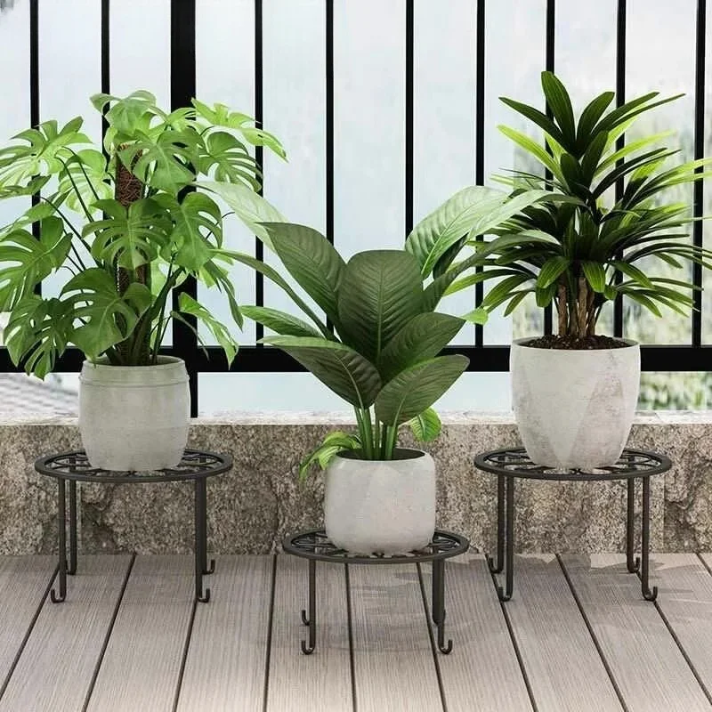Plant Stand Metal Flower Pot Base Holder Stool For Home Garden Indoor Outdoor Flower Plant Display Free Standing Bonsai Holder