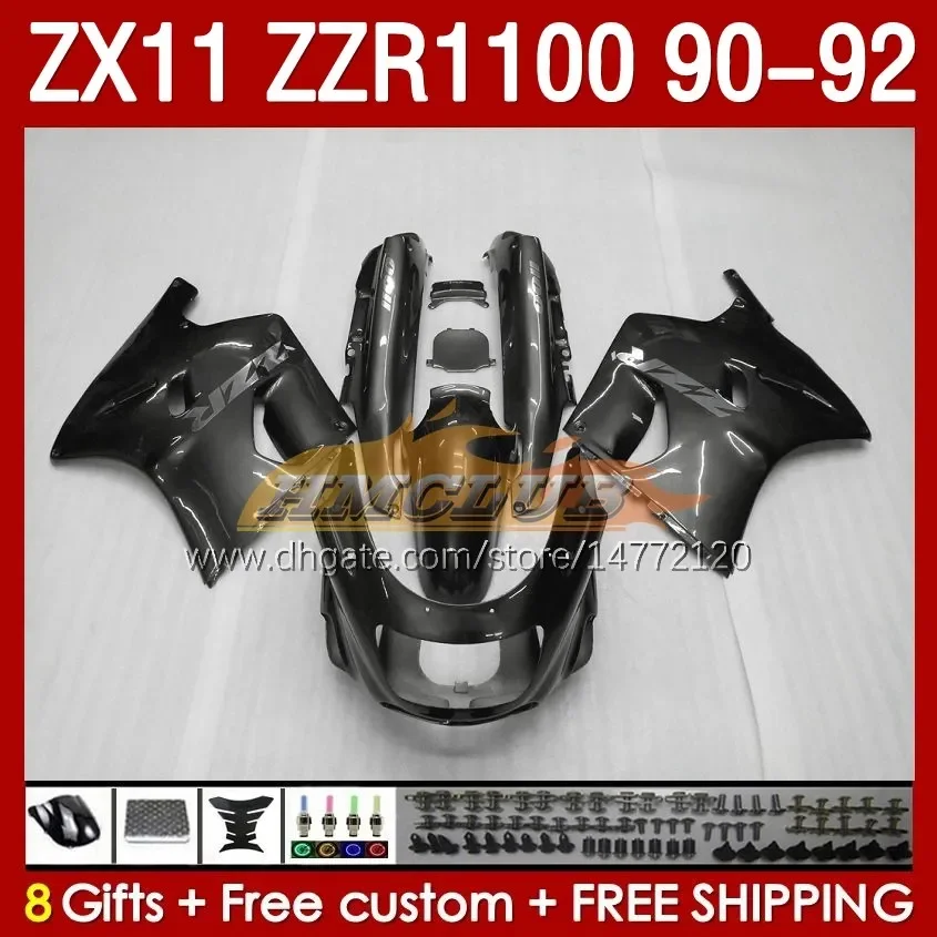 

ABS Fairings Kit For KAWASAKI NINJA ZX 11 R 11R ZZR-1100 ZX11 R ZX-11R 1990 1991 1992 Bodywork 164No.144 Fairing grey glossy